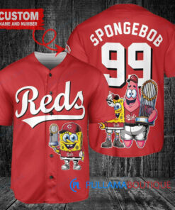 Cincinnati Reds x SpongeBob SquarePants with Trophy Custom Baseball Jersey Red