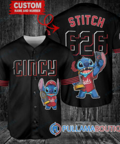 Cincinnati Reds x Stitch with Trophy Baseball Jersey Black 2023 City Connect