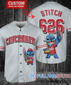 Cincinnati Reds x Stitch with Trophy Baseball Jersey Gray