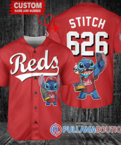 Cincinnati Reds x Stitch with Trophy Baseball Jersey Red