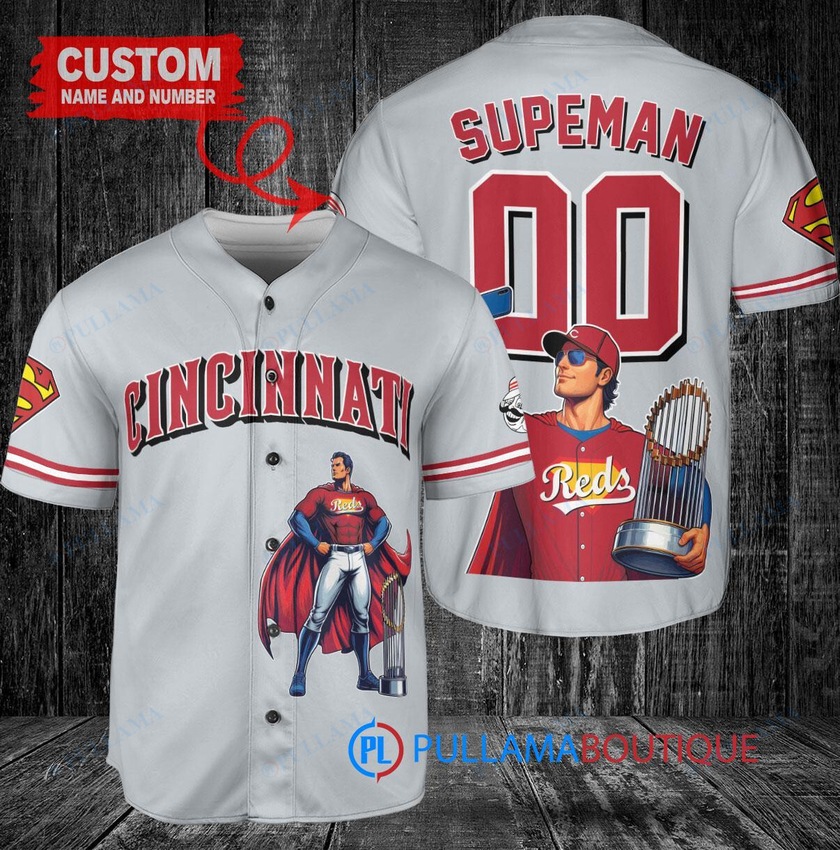 Chicago Cubs x Superman DC Comics with Trophy Custom Baseball Jersey Royal