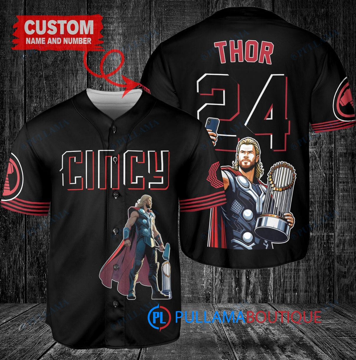 Detroit Tigers x Thor Marvel with Trophy Custom Baseball Jersey Gray