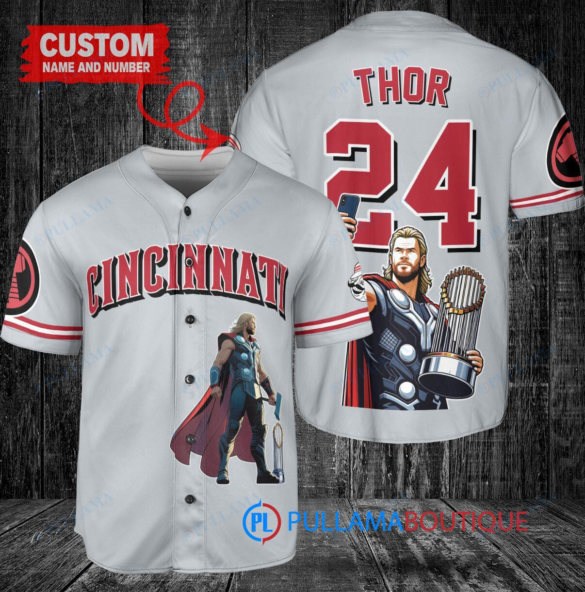 Philadelphia Phillies x Thor Marvel with Trophy Custom Baseball Jersey Light Blue