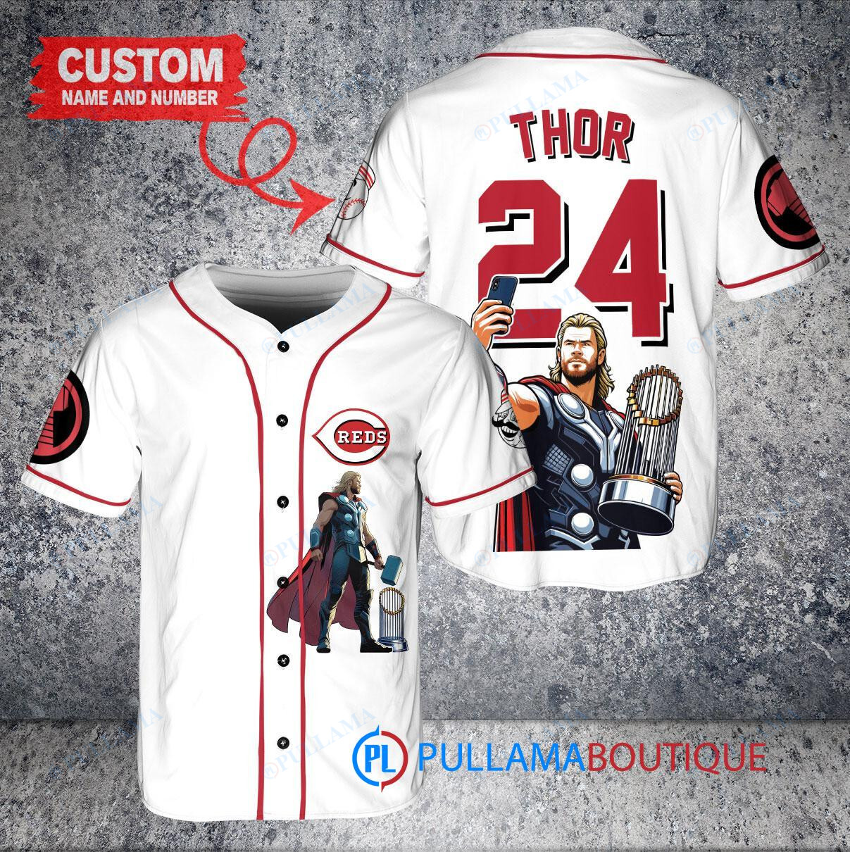 Chicago White Sox x Thor Marvel with Trophy Custom Baseball Jersey Black