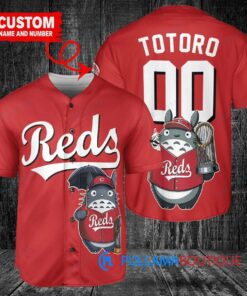 Cincinnati Reds x Totoro Studio Ghibli with Trophy Custom Baseball Jersey Red