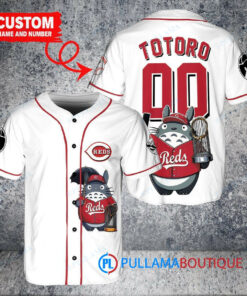 Cincinnati Reds x Totoro Studio Ghibli with Trophy Custom Baseball Jersey White