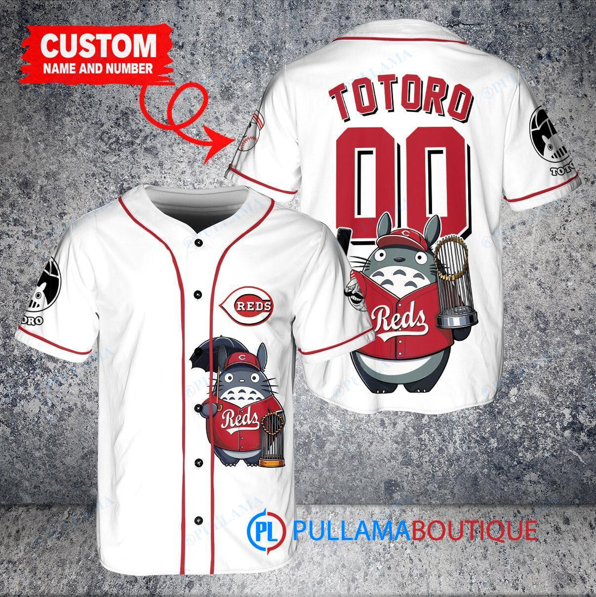 Miami Marlins x Totoro Studio Ghibli Baseball Jersey – Black Trophy Design