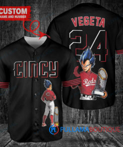 Cincinnati Reds x Vegeta Super Saiyan Dragon Ball Z with Trophy Custom Baseball Jersey Black 2023 City Connect