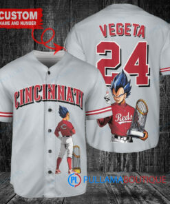 Cincinnati Reds x Vegeta Super Saiyan Dragon Ball Z with Trophy Custom Baseball Jersey Gray