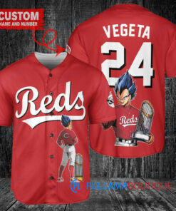 Cincinnati Reds x Vegeta Super Saiyan Dragon Ball Z with Trophy Custom Baseball Jersey Red