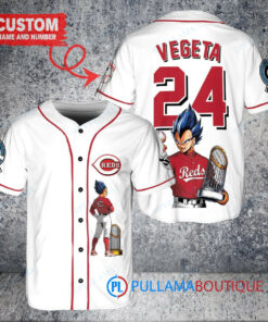 Cincinnati Reds x Vegeta Super Saiyan Dragon Ball Z with Trophy Custom Baseball Jersey White