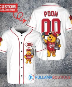 Cincinnati Reds x Winnie the Pooh with Trophy Custom Baseball Jersey White