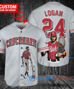 Cincinnati Reds x Wolverine Logan with Trophy Custom Baseball Jersey Gray