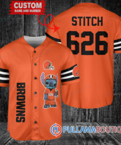 Cleveland Browns Stitch Custom Baseball Jersey Orange