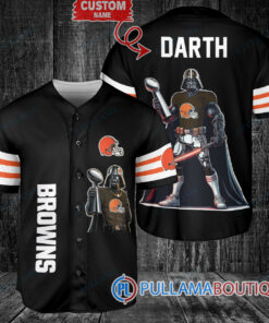 Cleveland Browns x Darth Vader Star Wars with Trophy Custom Baseball Jersey Black