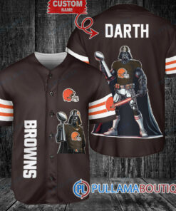 Cleveland Browns x Darth Vader Star Wars with Trophy Custom Baseball Jersey Brown