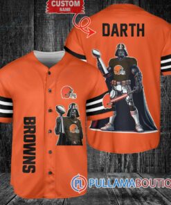 Cleveland Browns x Darth Vader Star Wars with Trophy Custom Baseball Jersey Orange