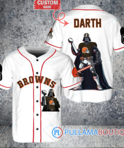 Cleveland Browns x Darth Vader Star Wars with Trophy Custom Baseball Jersey White