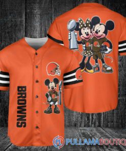 Cleveland Browns x Mickey and Minnie with Trophy Baseball Jersey Orange