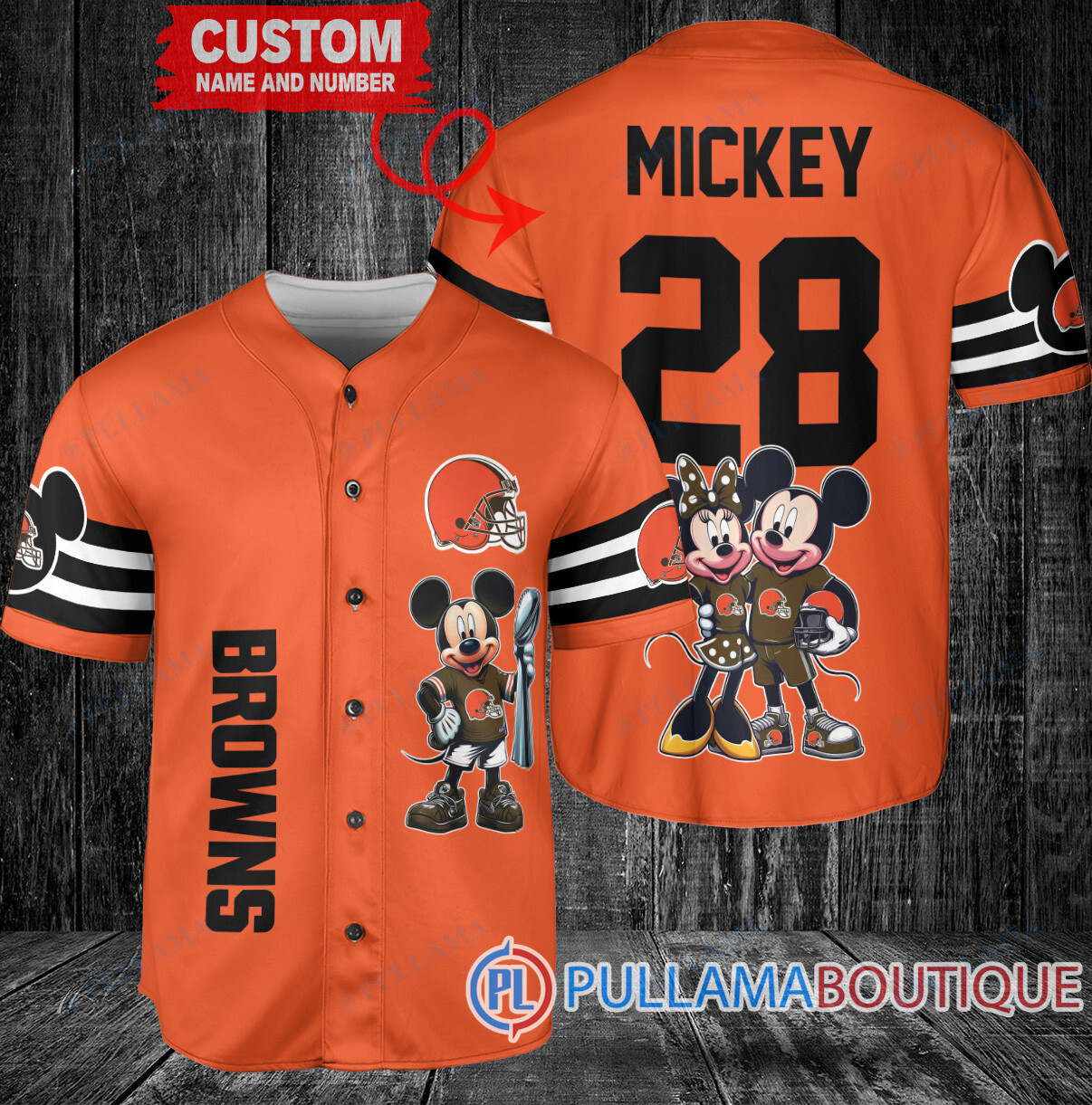 New Orleans Saints x Mickey and Minnie with Trophy Custom Baseball Jersey Sand