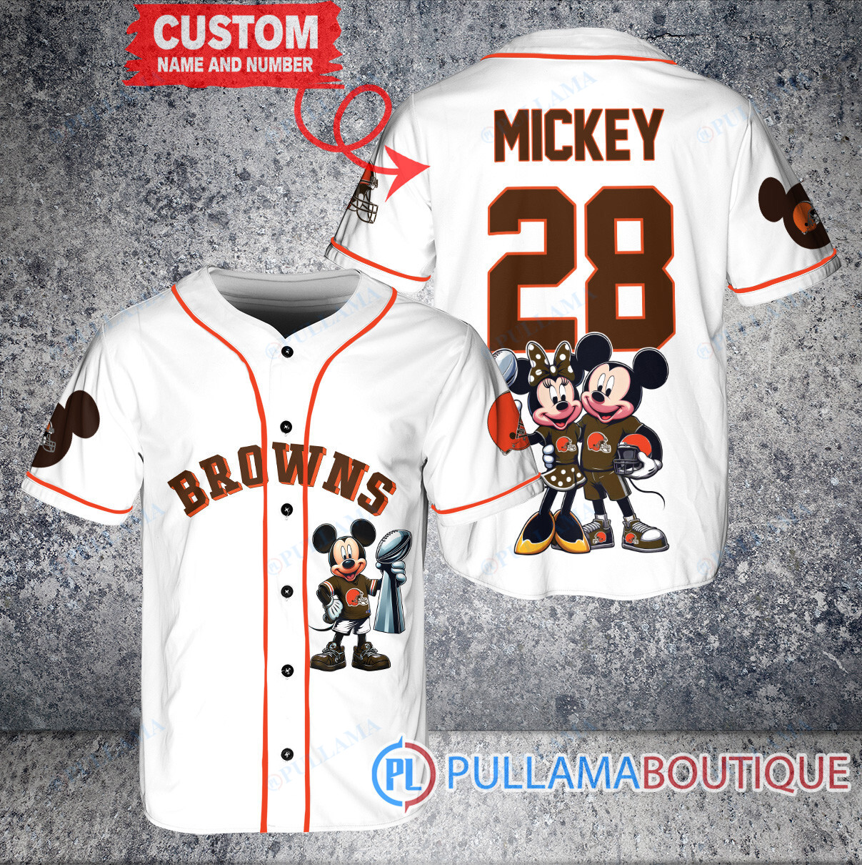 San Francisco 49ers x Mickey and Minnie with Trophy Custom Baseball Jersey White