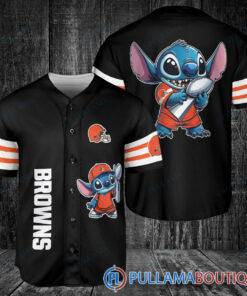 Cleveland Browns x Stitch with Trophy Baseball Jersey Black