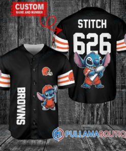 Cleveland Browns x Stitch with Trophy Custom Baseball Jersey Black