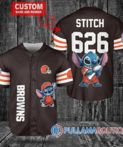 Cleveland Browns x Stitch with Trophy Custom Baseball Jersey Brown