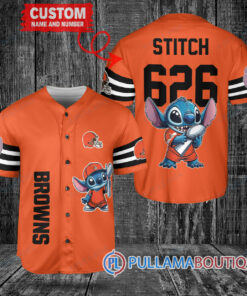 Cleveland Browns x Stitch with Trophy Custom Baseball Jersey Orange