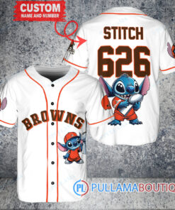 Cleveland Browns x Stitch with Trophy Custom Baseball Jersey White