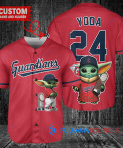 Cleveland Guardians Baby Yoda Star Wars Mandalorian Baseball Jersey – Red