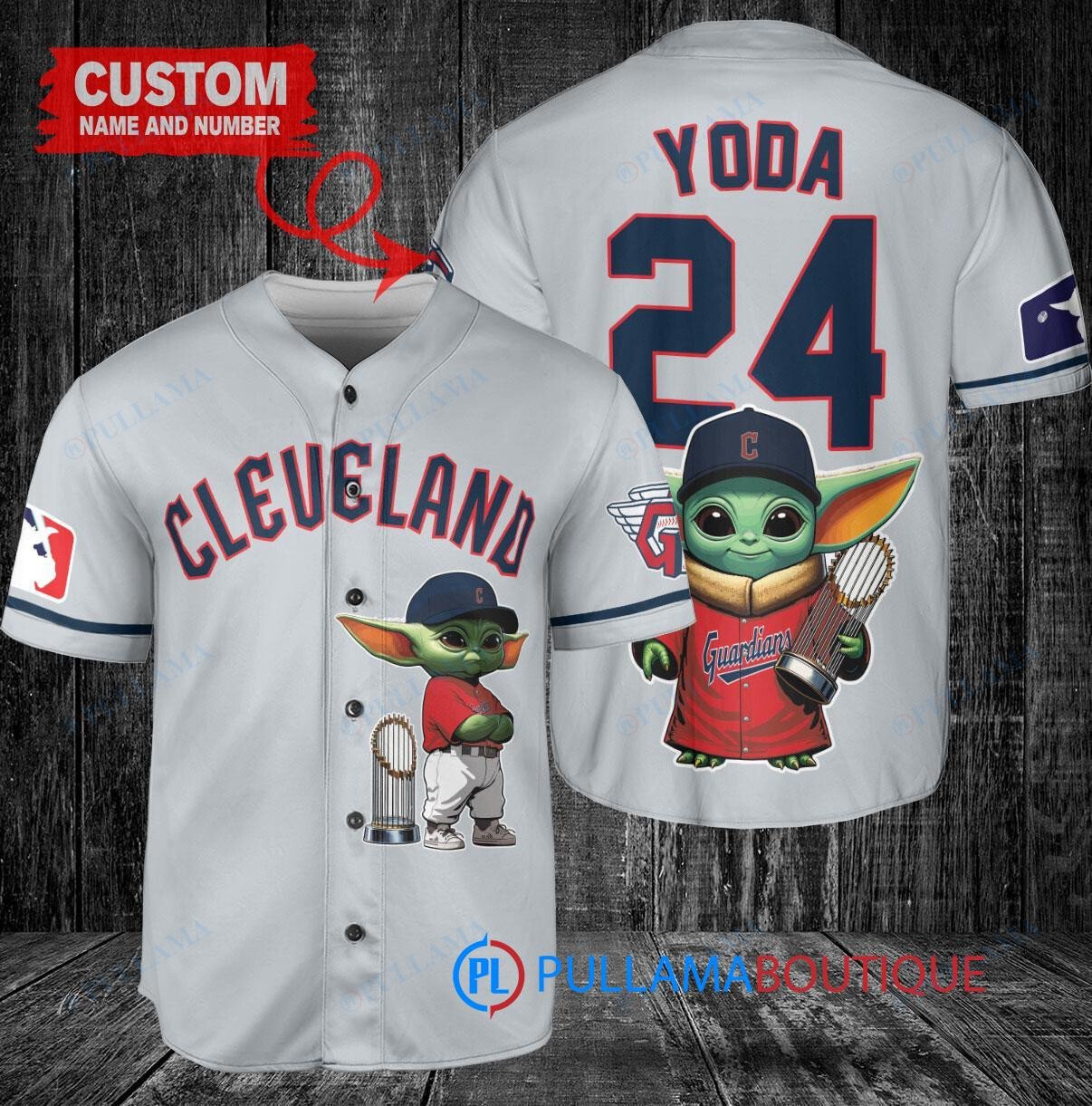 Cleveland Guardians Baby Yoda Star Wars Mandalorian Baseball Jersey – Red