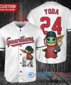 Cleveland Guardians Baby Yoda Star Wars Mandalorian Baseball Jersey White