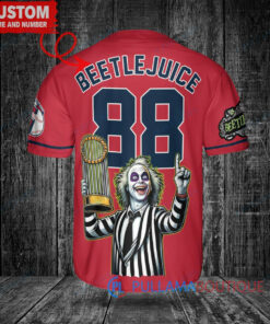 Cleveland Guardians Beetlejuice Halloween World Series Trophy Baseball Jersey Red