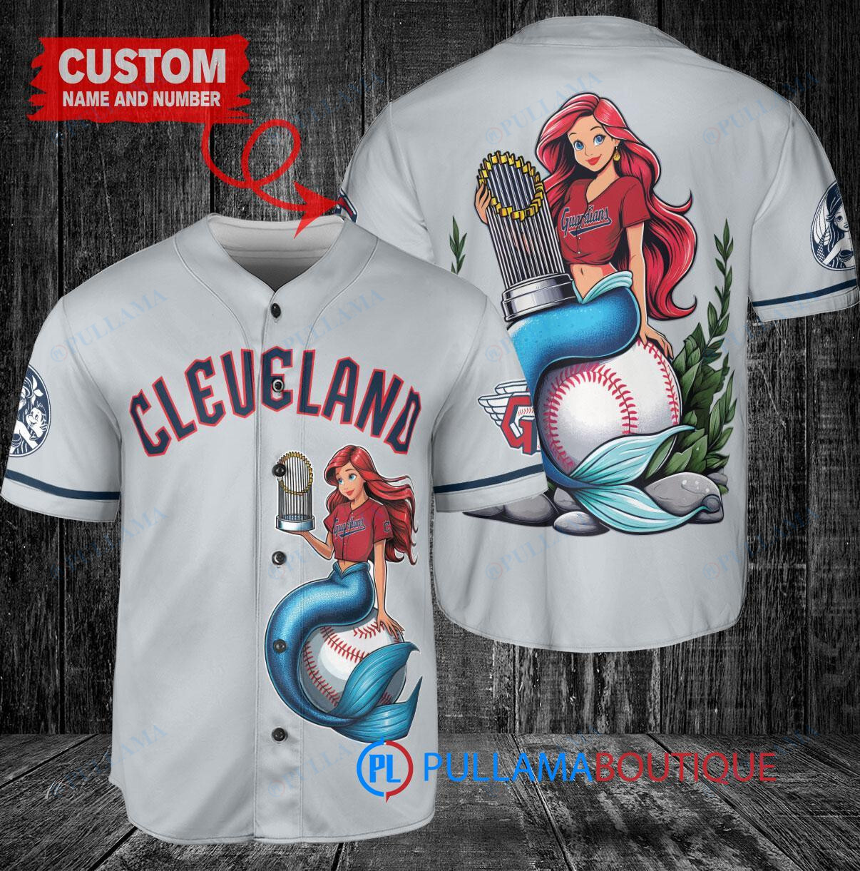 Minnesota Twins x Ariel Mermaid with Trophy Custom Baseball Jersey Navy