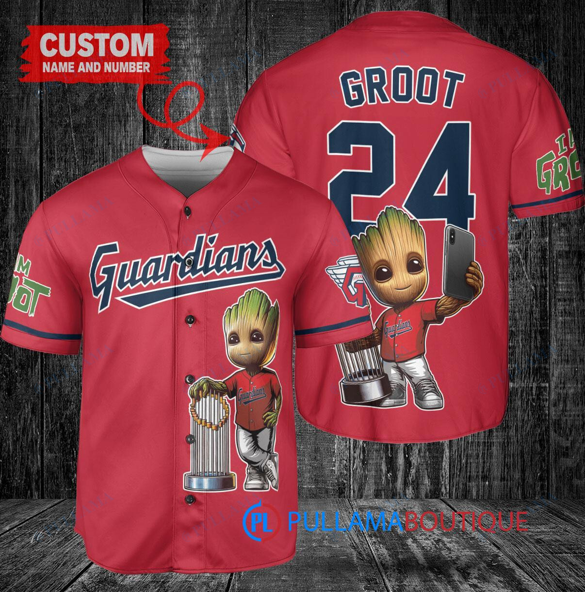 Boston Red Sox x Baby Groot Marvel Guardians Of The Galaxy with Trophy Custom Baseball Jersey Gold-Light Blue City Connect