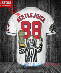 Cleveland Guardians x Beetlejuice Halloween with World Series Trophy Custom Baseball Jersey White