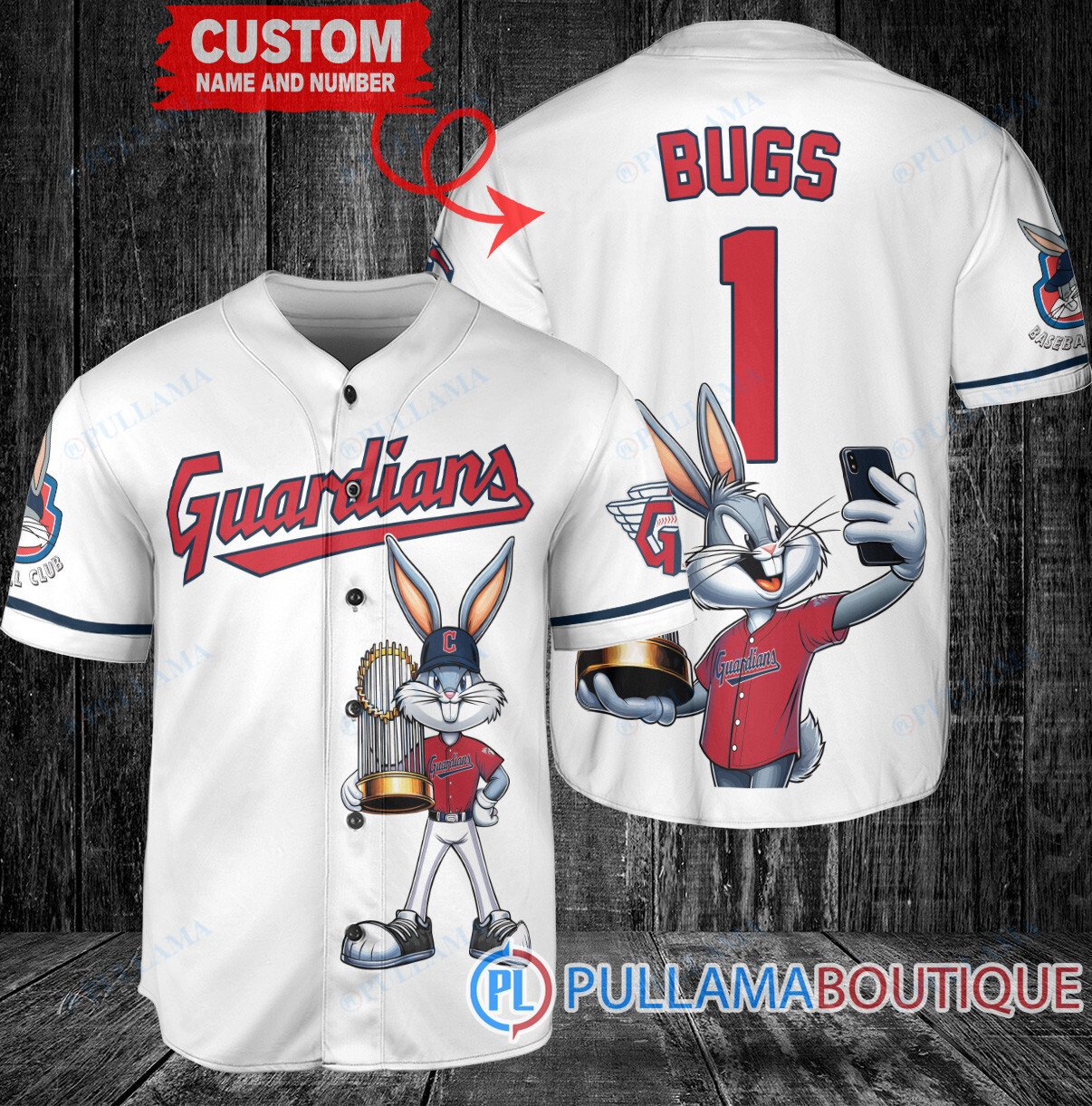 Detroit Tigers x Bugs Bunny with Trophy Baseball Jersey Navy