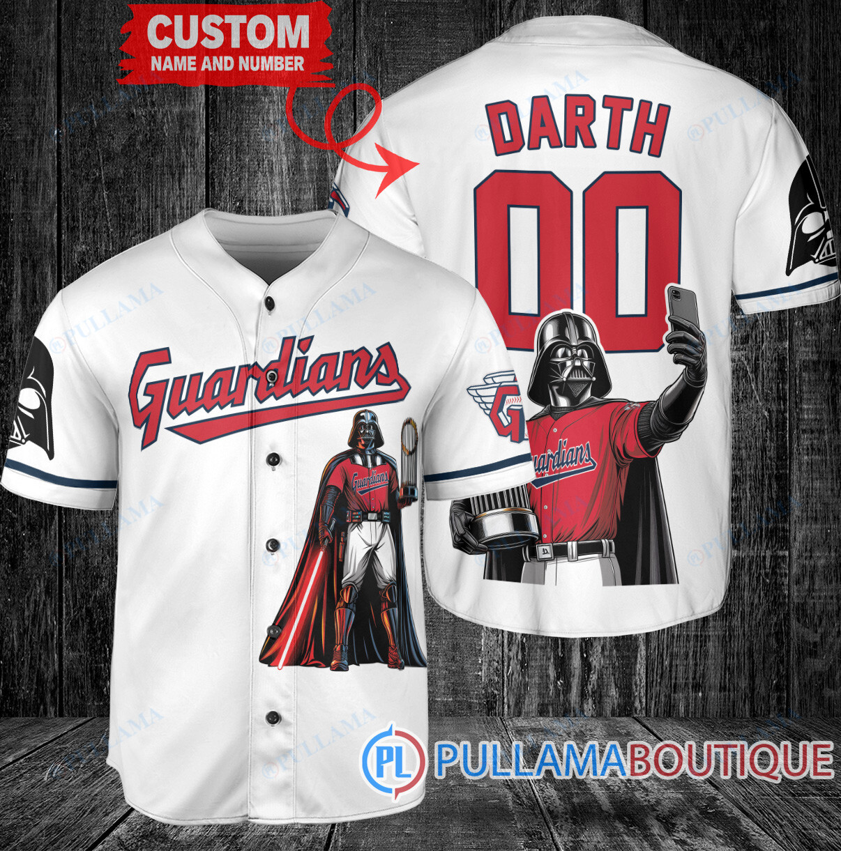 Milwaukee Brewers x Darth Vader Star Wars with Trophy Baseball Jersey Navy