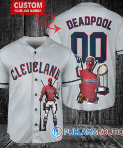 Cleveland Guardians x Deadpool with Trophy Baseball Jersey Gray