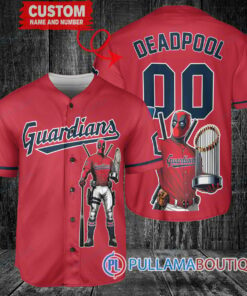 Cleveland Guardians x Deadpool with Trophy Baseball Jersey Red