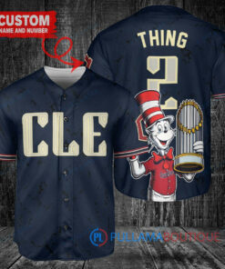 Cleveland Guardians x Dr Seuss with World Series Trophy Custom Baseball Jersey Navy City Connect