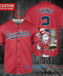 Cleveland Guardians x Dr Seuss with World Series Trophy Custom Baseball Jersey Red