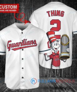 Cleveland Guardians x Dr Seuss with World Series Trophy Custom Baseball Jersey White