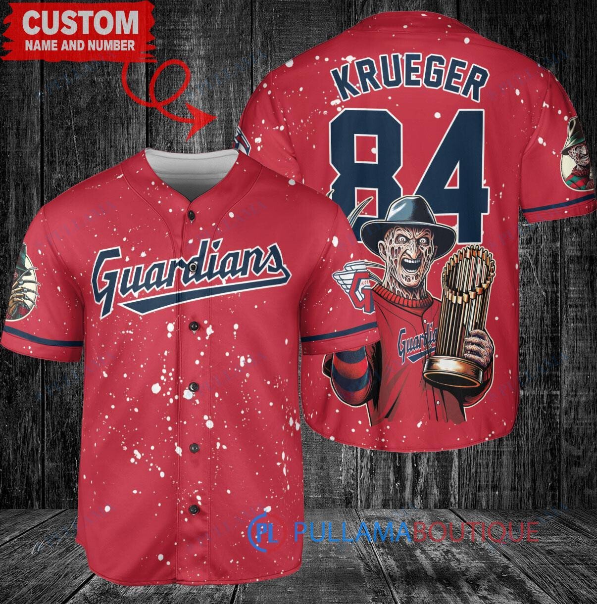 Astros x Freddy Krueger Halloween World Series Trophy Baseball Jersey White