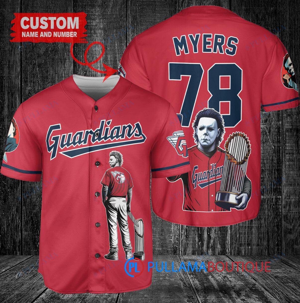 Milwaukee Brewers x Halloween Michael Myers with Trophy Custom Baseball Jersey Blue City Connect