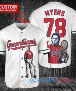 Cleveland Guardians x Halloween Michael Myers with Trophy Custom Baseball Jersey White