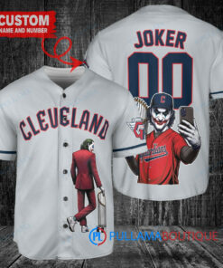 Cleveland Guardians x Joker DC Comics with Trophy Custom Baseball Jersey Gray