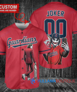 Cleveland Guardians x Joker DC Comics with Trophy Custom Baseball Jersey Red