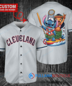 Cleveland Guardians x Lilo & Stitch with Trophy Baseball Jersey Gray